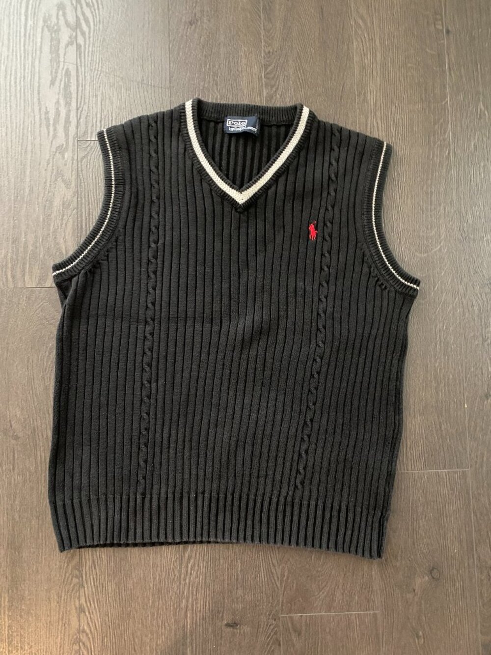vintage ralph lauren polo sweater vest made in hong kong 100% cotton preowned